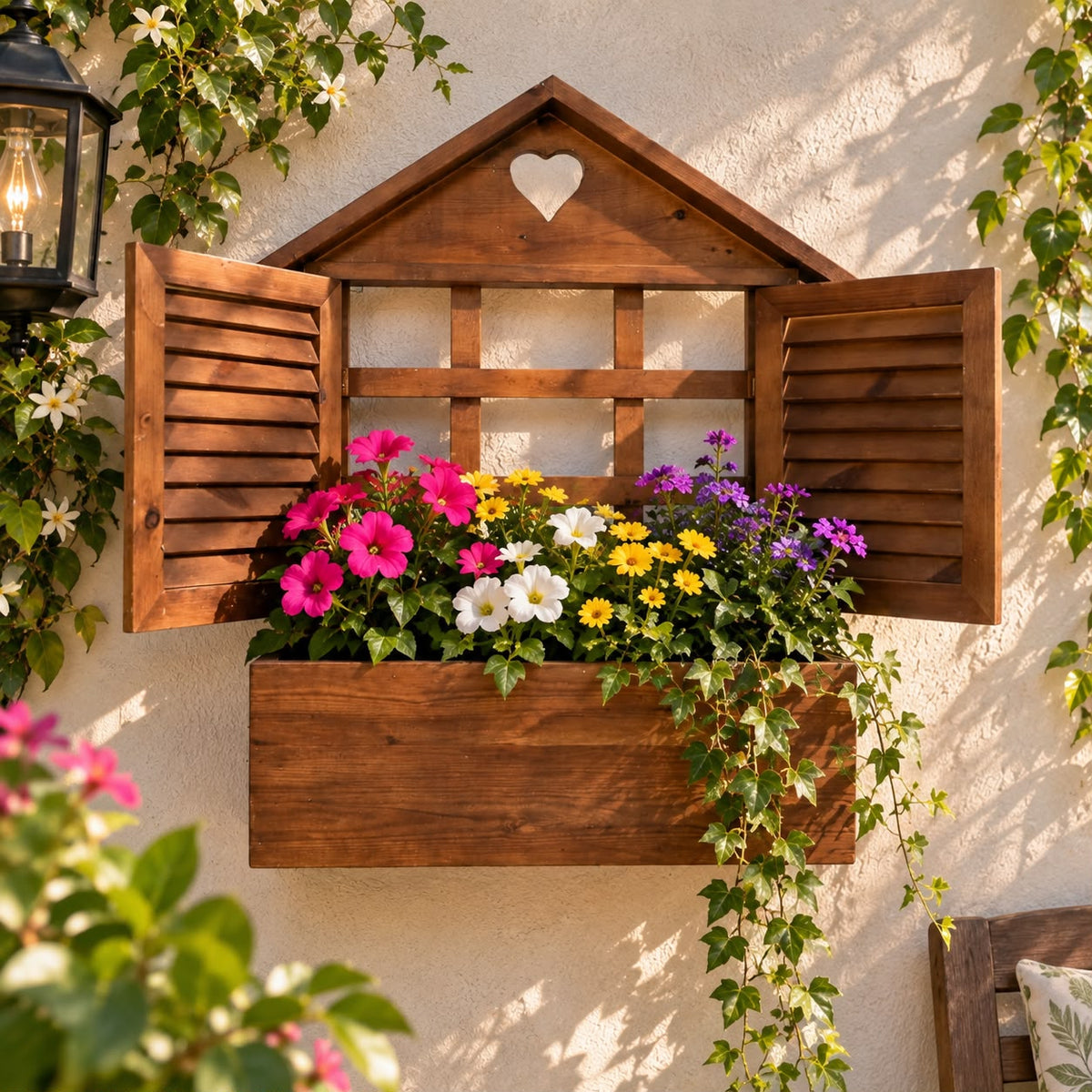 Hanging wooden flower planter - House design