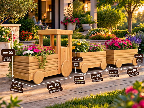 Handcrafted Pitch Pine Wooden Garden Planter Train