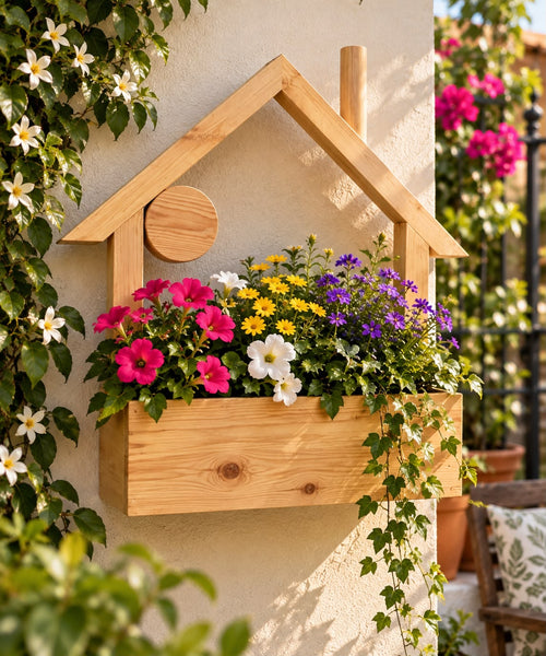 Hanging wooden flower planter - House design